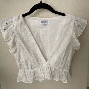 Sabo Skirt White Embroidered Crop Top